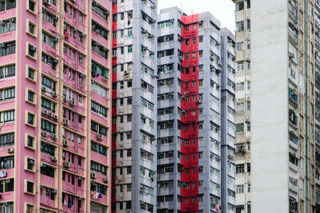 residential building facade, real estate exterior, HongKong -の写真素材