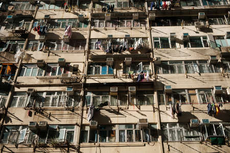 building facade in Hong Kong, residential real estateの写真素材