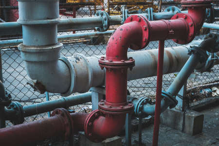 water and gas pipes closeupの写真素材
