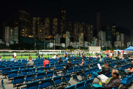 Hong Kong, November, 2019: Horse racing course at Hong Kong Jockey Club, Happy Valley Racecourseのeditorial素材