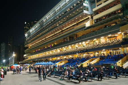 Hong Kong, November, 2019: Horse racing course at Hong Kong Jockey Club, Happy Valley Racecourseのeditorial素材