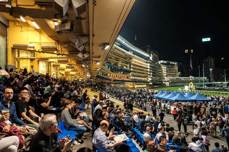 Hong Kong, November, 2019: Horse racing course at Hong Kong Jockey Club, Happy Valley Racecourseのeditorial素材