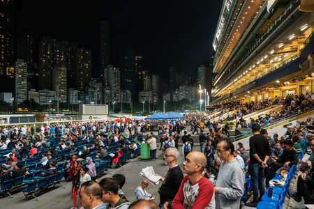 Hong Kong, November, 2019: Horse racing course at Hong Kong Jockey Club, Happy Valley Racecourseのeditorial素材