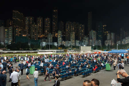 Hong Kong, November, 2019: Horse racing course at Hong Kong Jockey Club, Happy Valley Racecourseのeditorial素材