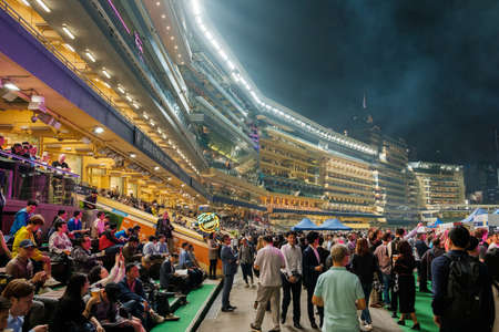 Hong Kong, November, 2019: Horse racing course at Hong Kong Jockey Club, Happy Valley Racecourseのeditorial素材