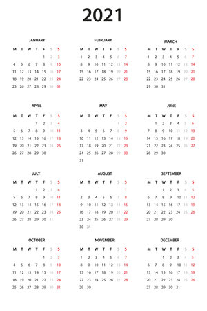 Calendar year 2021 - simple templateのイラスト素材