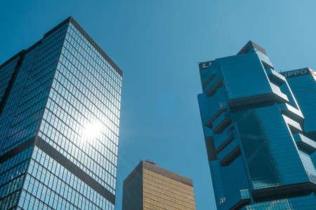 HongKong, China - November, 2019: Modern architecture and cityscape of HongKong including the Lippo Center twin towersのeditorial素材