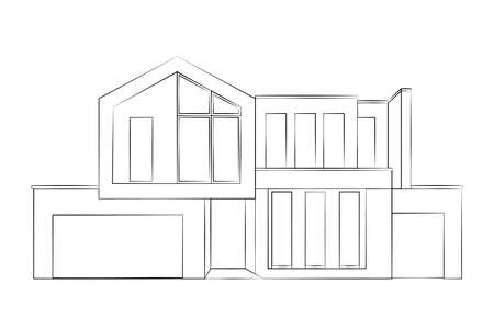 building, home or house illustration, architecture concept drawingのイラスト素材