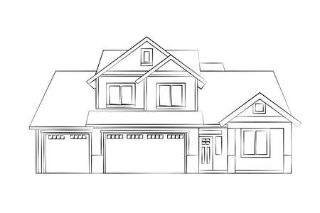 building, home or house illustration, architecture concept drawingのイラスト素材