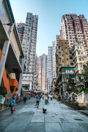Hong Kong - November, 2019: People walking on street in Hong Kongのeditorial素材