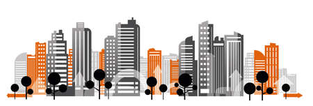 smart city illustration, abstract skyline graphic backgroundのイラスト素材
