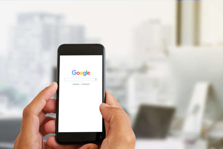 San Francisco, USA - July 2021: Google website on mobile phone screenのeditorial素材