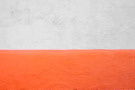 white wall background, concrete texture and red paint stripeの写真素材