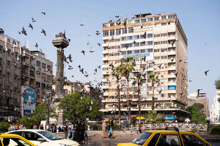 Damascus, Syria - May, 2022: Public Square (Al Marjeh Square), street scene in city center of Damascusのeditorial素材