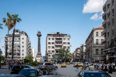 Damascus, Syria - May, 2022: Public Square (Al Marjeh Square), street scene in city center of Damascusのeditorial素材