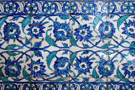 Oriental pattern on tile, historic handmade decorationの写真素材