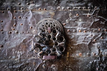 Decorative historic, door knob in old city of Damascusの写真素材