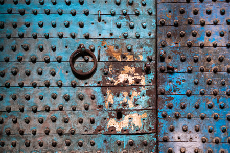 Detail of historic, metal door or gate in old city of Damascusの写真素材