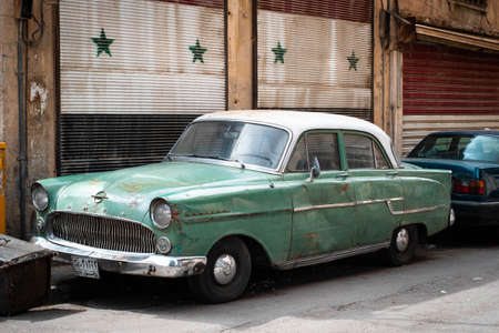 Damascus, Syria - may, 2022: Oldtimer or old Car (Opel) in vintage condition on street