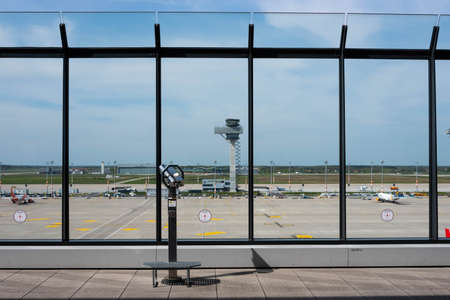 Berlin, Germany - May, 2022: Observation deck (visitor terrace) at BER airport, Berlin Brandenburgのeditorial素材