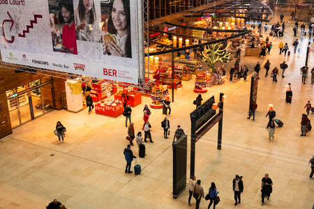 Berlin, Germany - May, 2022: Food area, inside of the Berlin Brandenburg Airport (BER, Willy Brandt)のeditorial素材