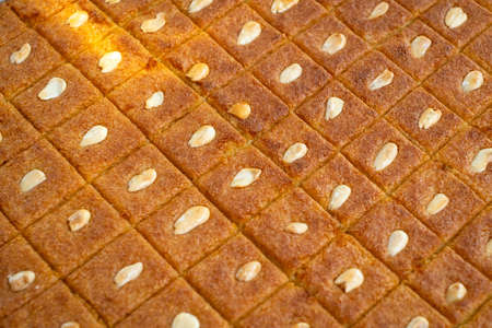 arabic sweets (Basbousa) - dessert, baklava or baklawa closeupの写真素材