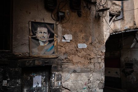 Damascus, Syria -May, 2022: Portrait image of Bashar al-Assad, President of Syriaのeditorial素材
