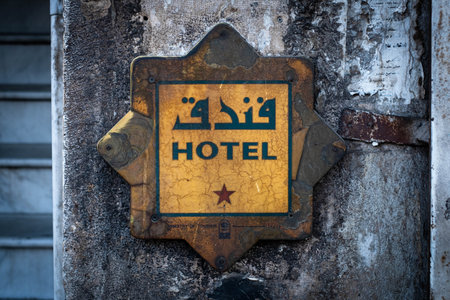 Damascus, Syria - May, 2022: Vintage hotel sign from the ministry of tourism in Damascus, Syriaのeditorial素材