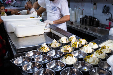 Damascus, Syria - May, 2022: Famous ice cream restaurant (Bakdash) in Damascus , Syriaのeditorial素材