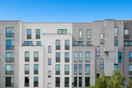 Modern apartment building facade, new apartment buildings exteriorの写真素材