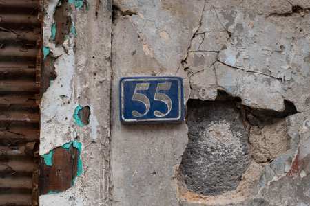 number 55 sign, house number fifty five symbolの写真素材