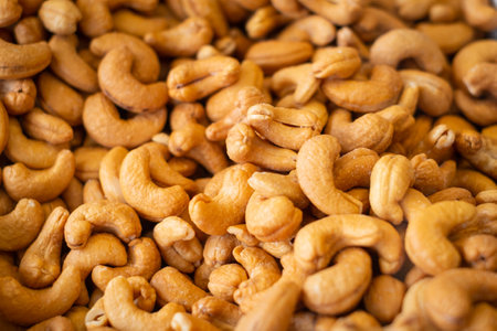 Pile of cashew nuts close upの写真素材