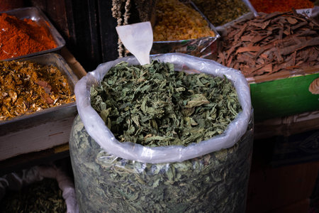 Mulukhiyah, also known as molokhia, molohiya, or ewedu on marketの写真素材