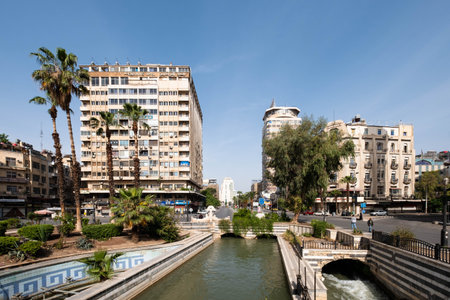 Damascus, Syria - May, 2022: Public Square (Al Marjeh Square), street scene in city center of Damascusのeditorial素材
