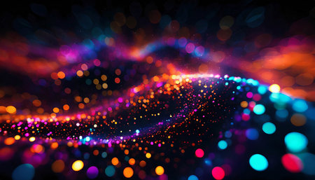 Sound wave or music visualization on black background. ai generatedの素材