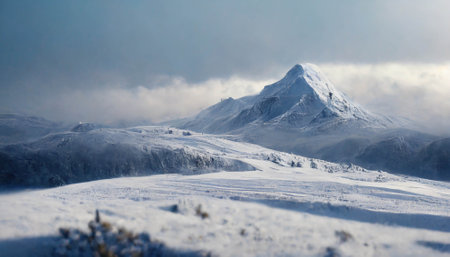 mountain peak covered in snow, winter landscape.ai generatedの素材