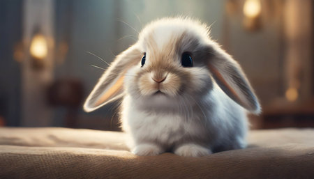 Baby bunny, Cute animal Baby Portrait. ai generatedの素材