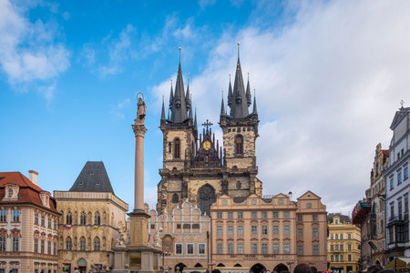 Prague, Czech Republic - January, 2024:The Church of Our Lady before TÃ½n in Prague old town.の写真素材