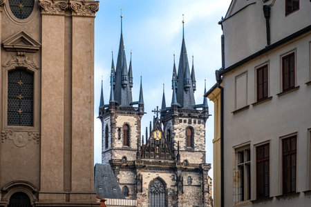 Prague, Czech Republic - January, 2024: The Church of Our Lady before TÃ½n in Prague old town.の写真素材