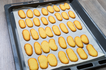 Homemade biscuits on baking paperの写真素材