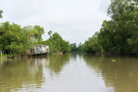 River scenery in Mekong delta, Vietnamの写真素材