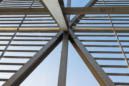 Roof made of steel with column, lights and shadows