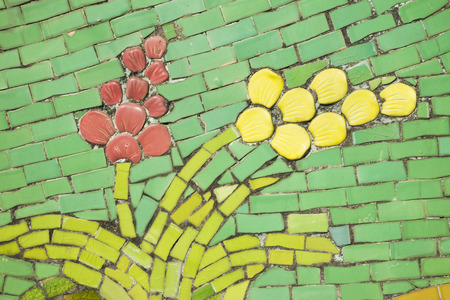 Porcelain pieces mosaic background with flower shape