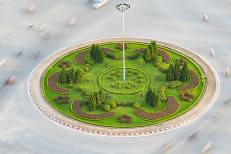Traffic circle in Hanoi, Vietnamの写真素材