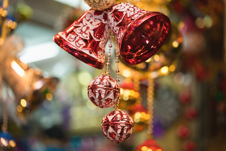 Closeup of Christmas-tree decorationsの写真素材