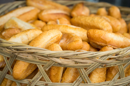 Breads in basketの写真素材