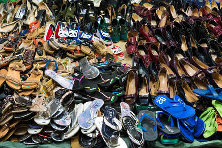 Can Tho, Vietnam - Nov 29, 2014: Fashion products on sale in store at Can Tho city night marketのeditorial素材