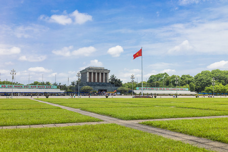 Hanoi, Vietnam - May 24, 2015: Panorama view of Ho Chi Minh Mausoleum. Ho Chi Minh Mausoleum is a...