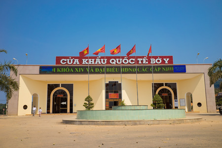Kon Tum, Vietnam - March 28, 2016: International border gate Bo Y in Vietnam - Laos border, in Kon Tum province, central highlands of Vietnamのeditorial素材