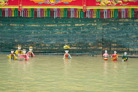 Hanoi, Vietnam - Sep 20, 2015: Common Vietnamese water puppetry state in Dao Thuc villageのeditorial素材